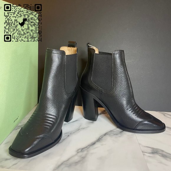 OFF-WHITE HIGH HEEL COWBOY Ankle Boots - Picture 12 of 15